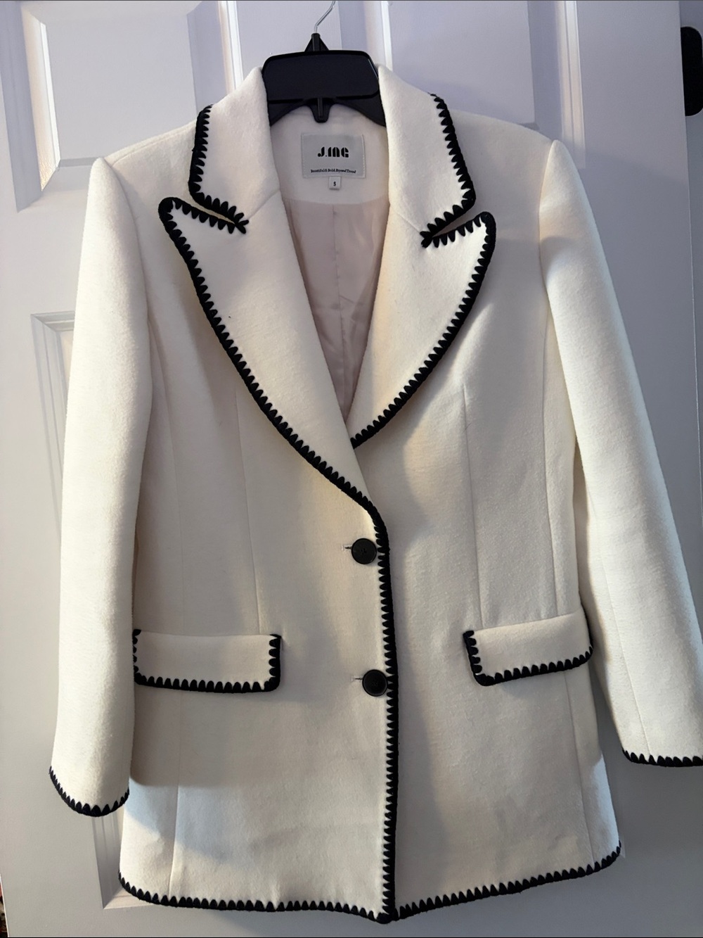J.ING Cream Blazer with Black Trim